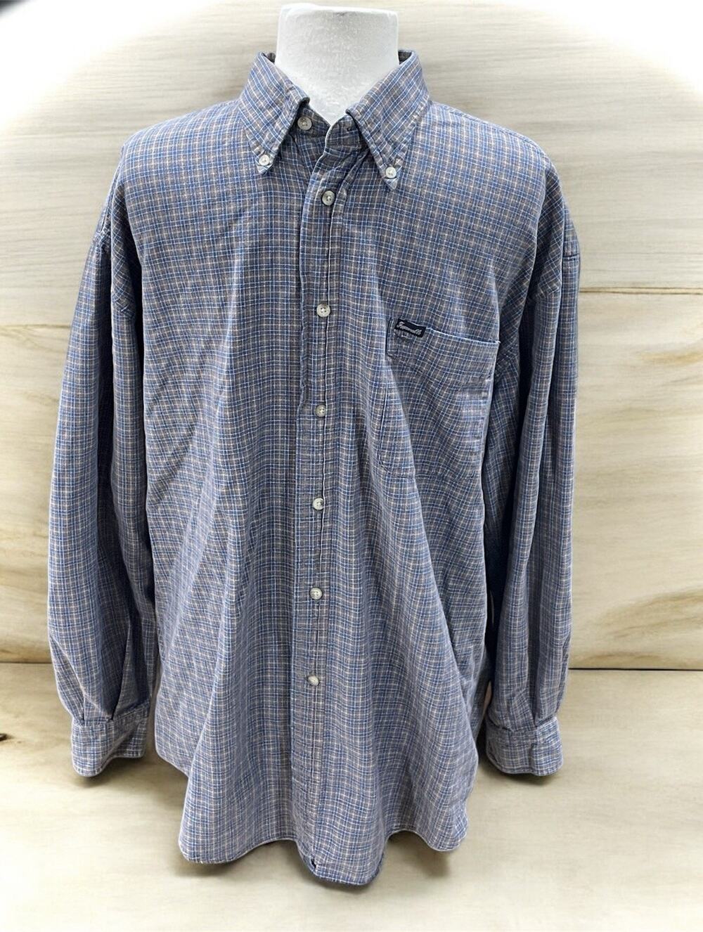 Facconable A. Goldberg Men's 2XL Blue/Purple Check Long Sleeve Button Up Shirt